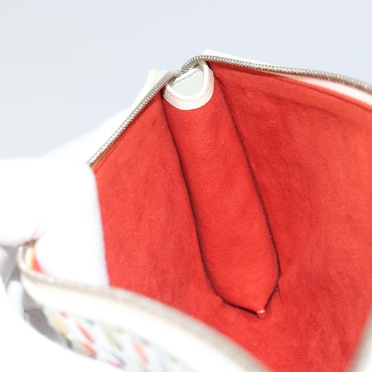 Salvatore Ferragamo Gancini Shoulder Bag Leather White Silver Auth BA13542V