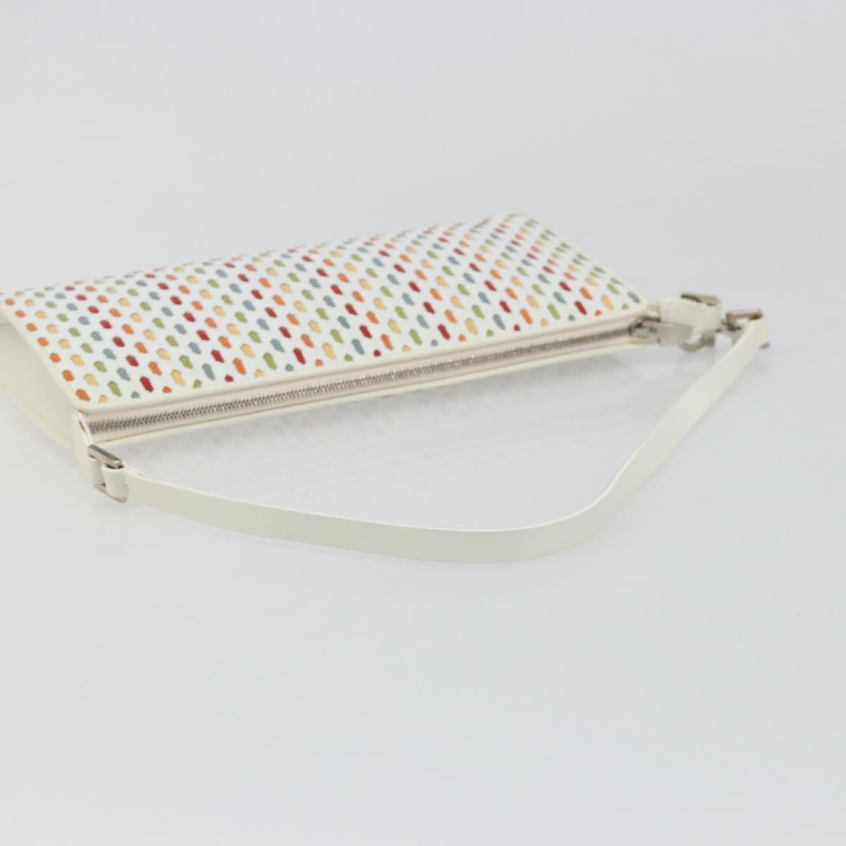 Salvatore Ferragamo Gancini Shoulder Bag Leather White Silver Auth BA13542V