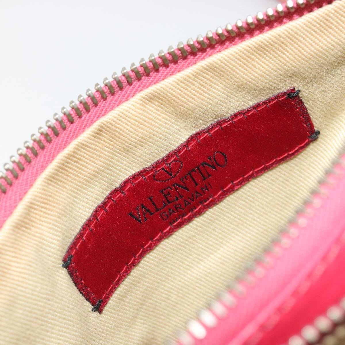 VALENTINO Studs Shoulder Bag Leather Pink Gold Auth BA13545A