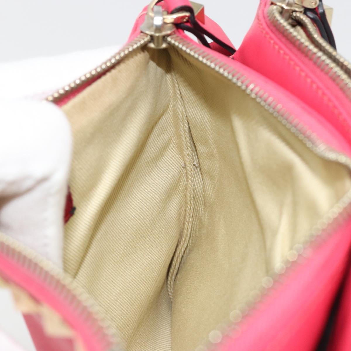 VALENTINO Studs Shoulder Bag Leather Pink Gold Auth BA13545A