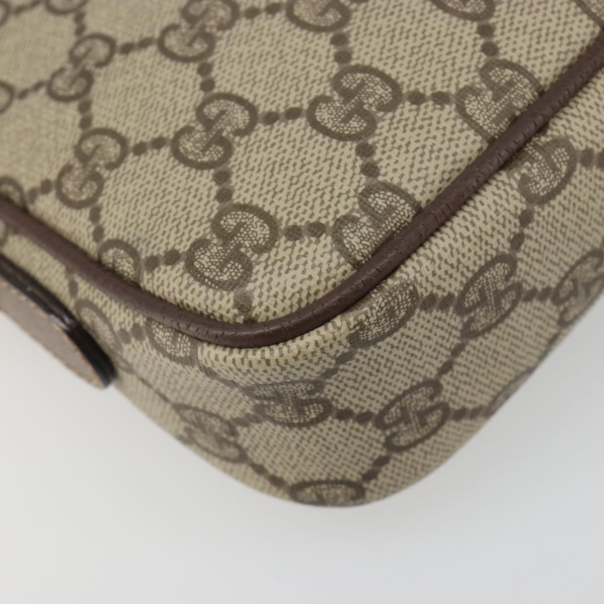 GUCCI GG Supreme Shoulder Bag PVC Beige Gold Auth BA13547