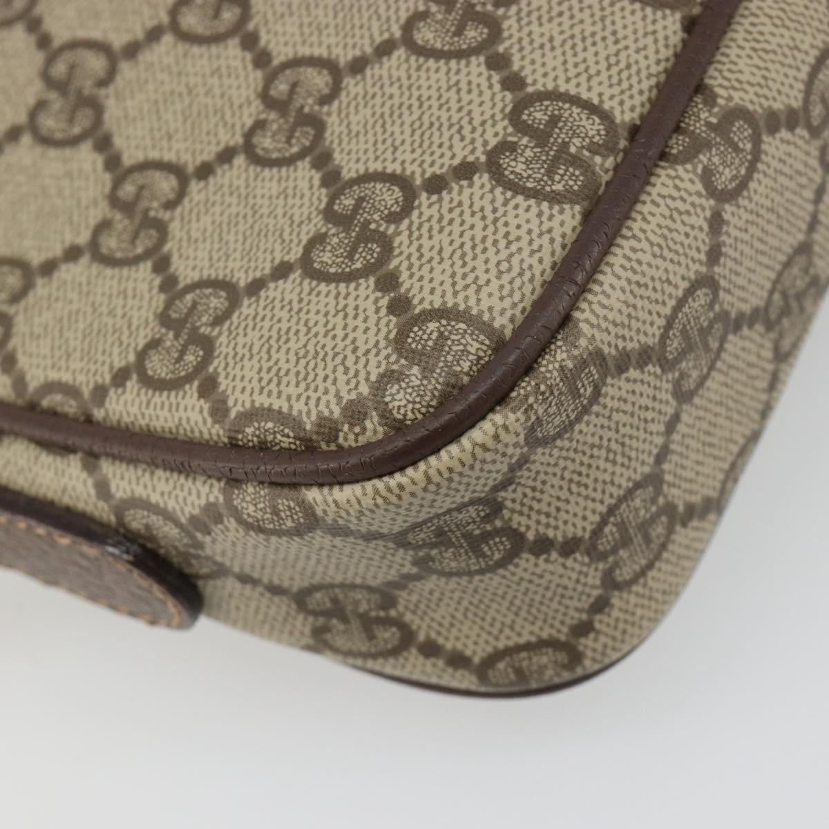 GUCCI GG Supreme Shoulder Bag PVC Beige Gold Auth BA13547