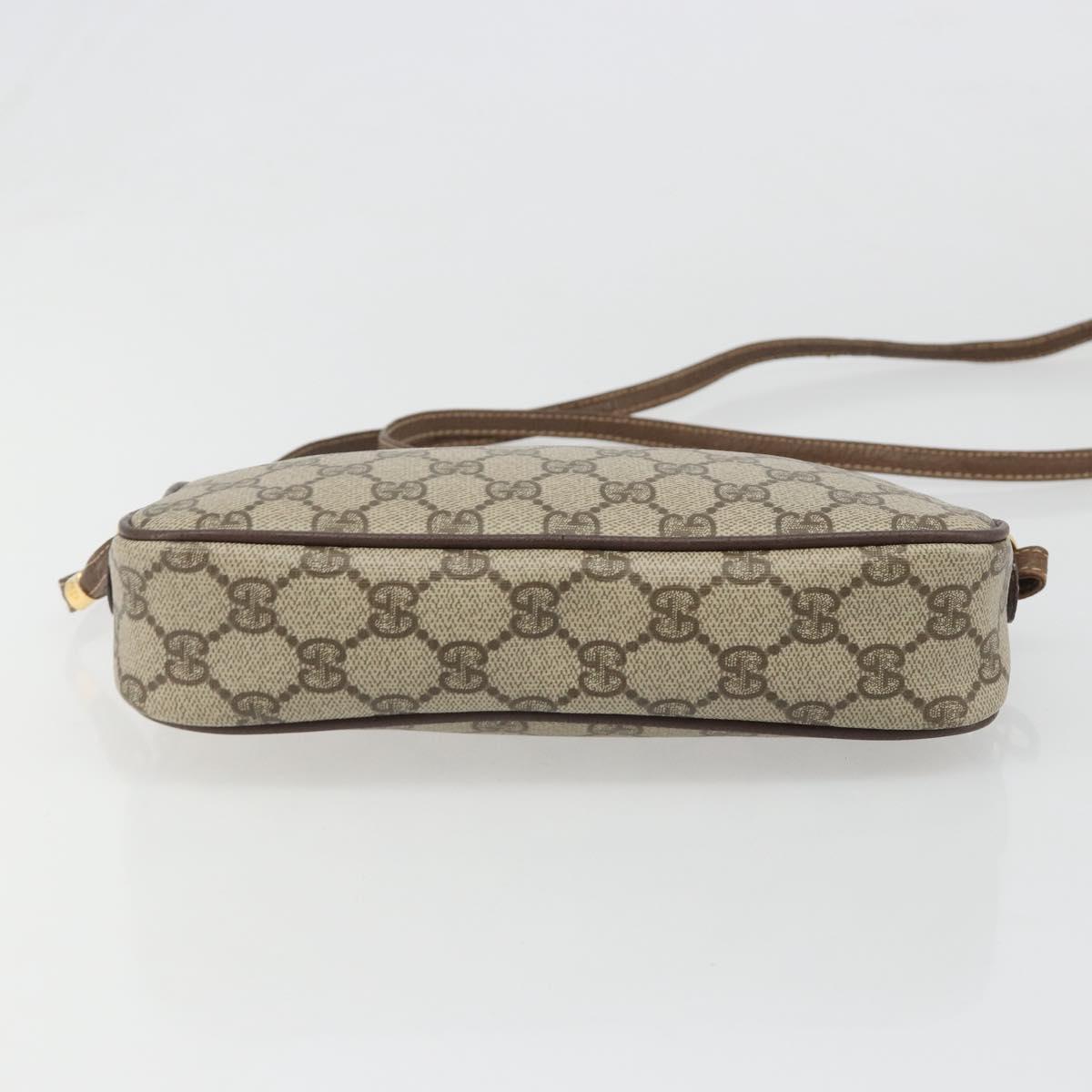 GUCCI GG Supreme Shoulder Bag PVC Beige Gold Auth BA13547