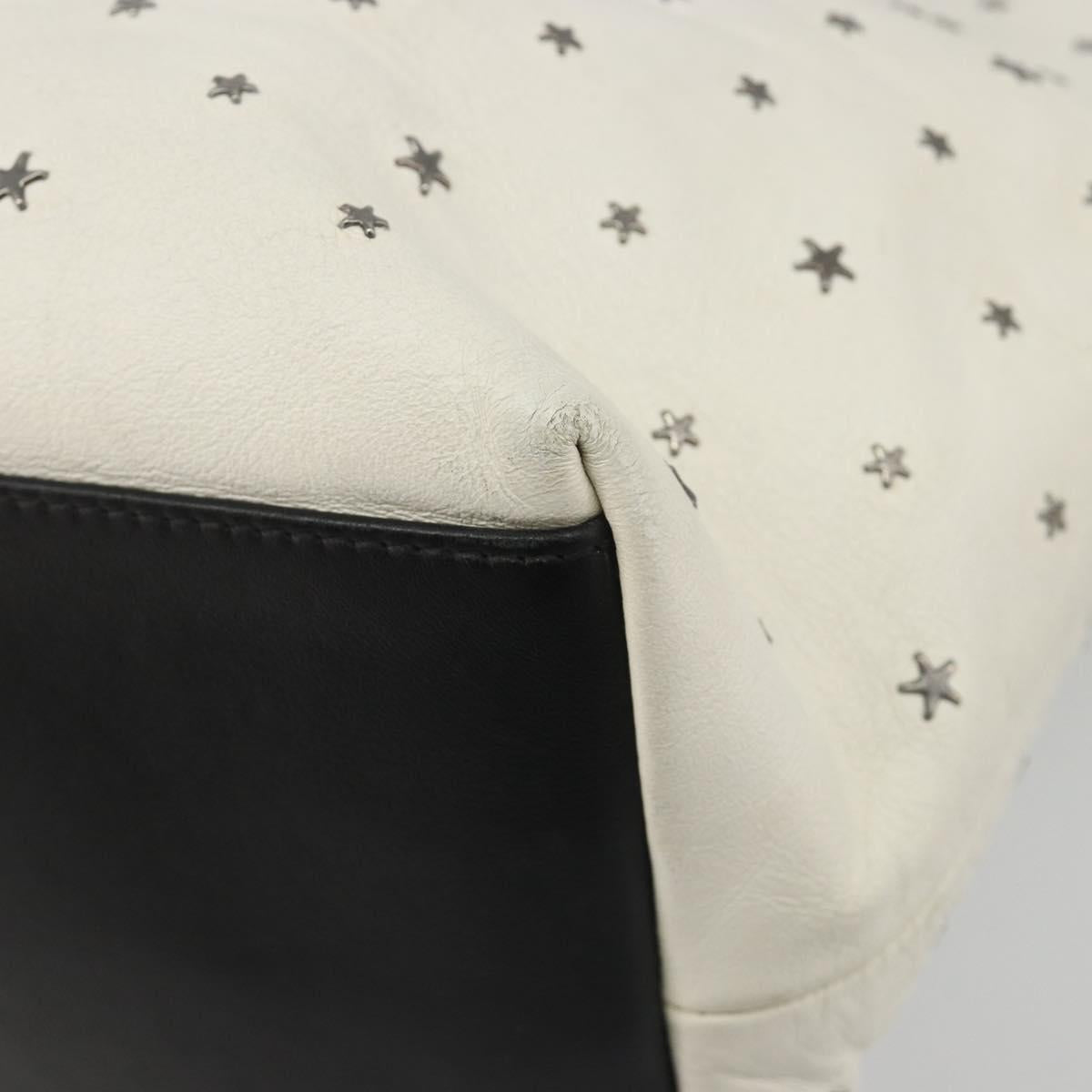 Jimmy Choo Studs Tote Bag Leather White Silver Auth BA13552
