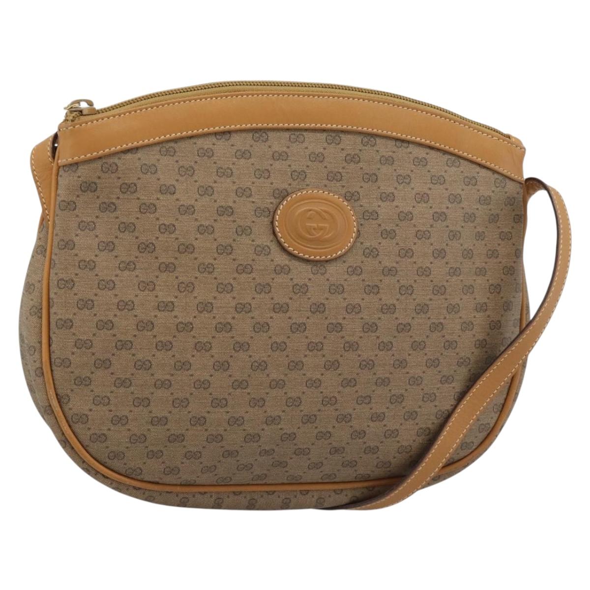GUCCI Micro GG Supreme Shoulder Bag PVC Beige Gold 007 87 0018 Auth BA13553