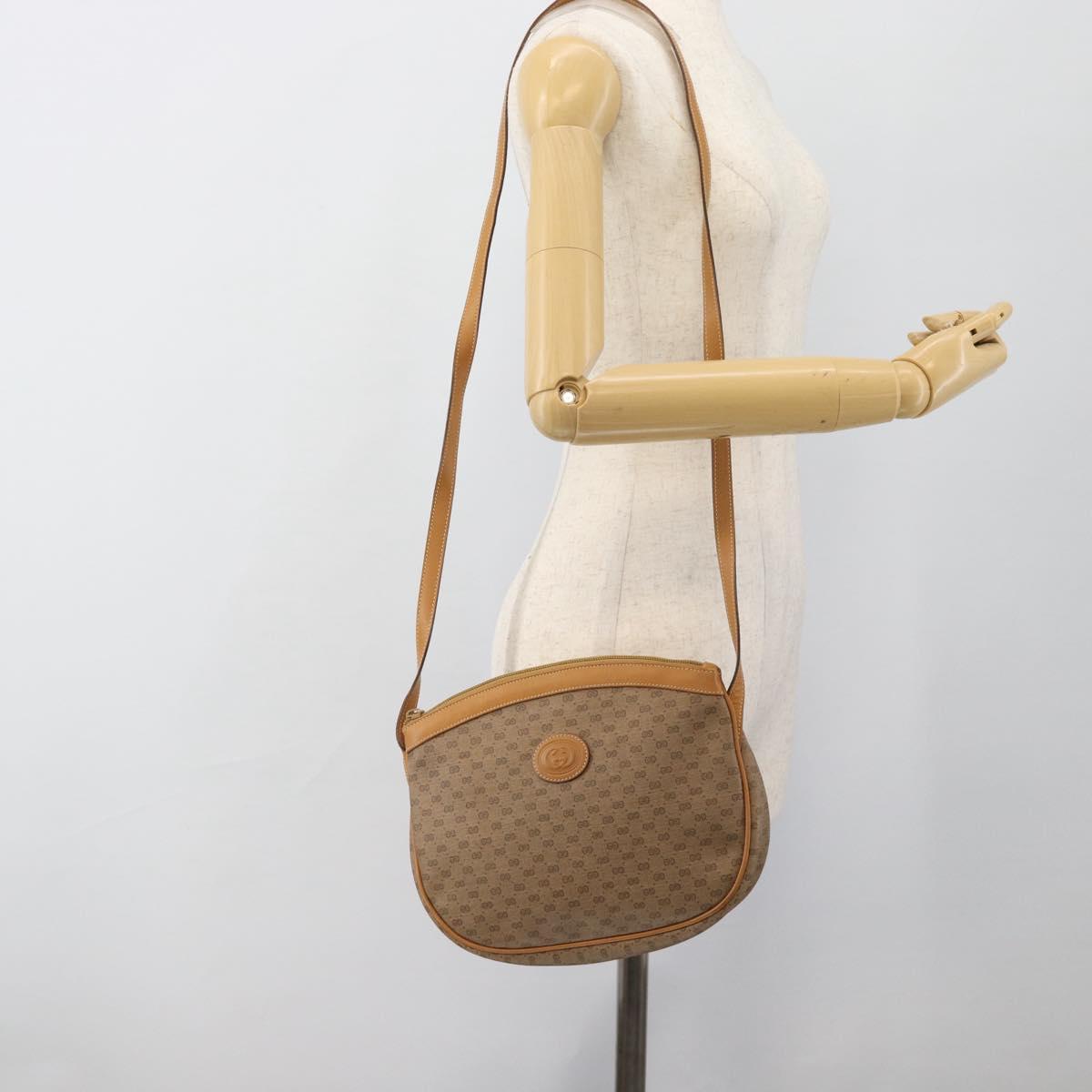 GUCCI Micro GG Supreme Shoulder Bag PVC Beige Gold 007 87 0018 Auth BA13553