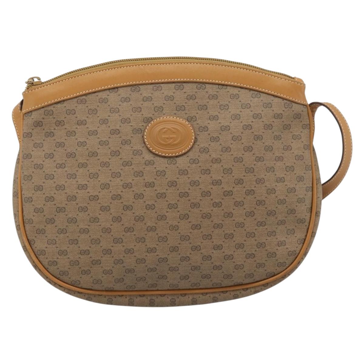 GUCCI Micro GG Supreme Shoulder Bag PVC Beige Gold 007 87 0018 Auth BA13553