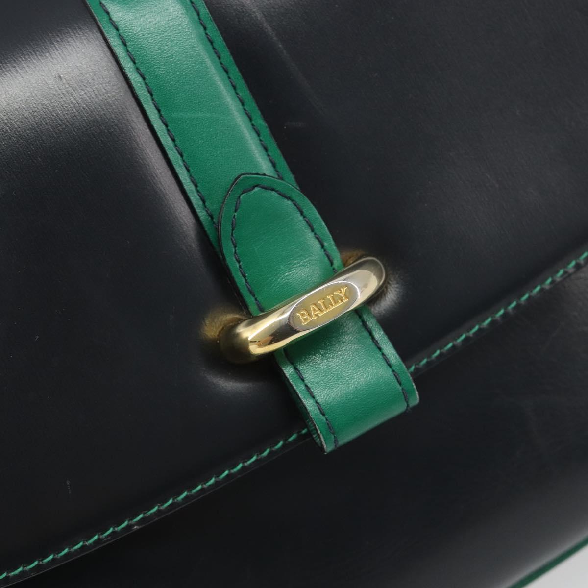 BALLY Shoulder Bag Leather Black Gold Auth BA13555A