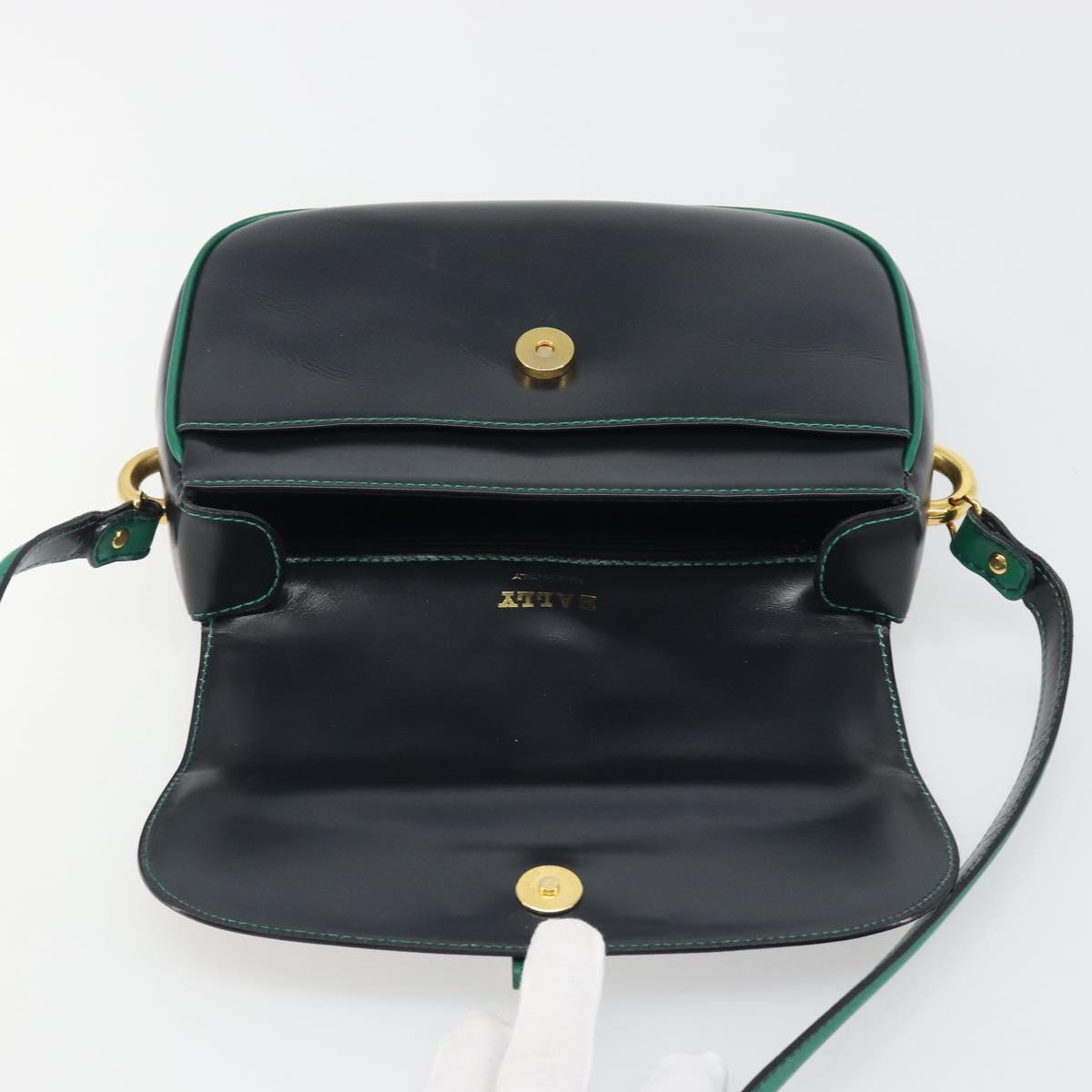 BALLY Shoulder Bag Leather Black Gold Auth BA13555A