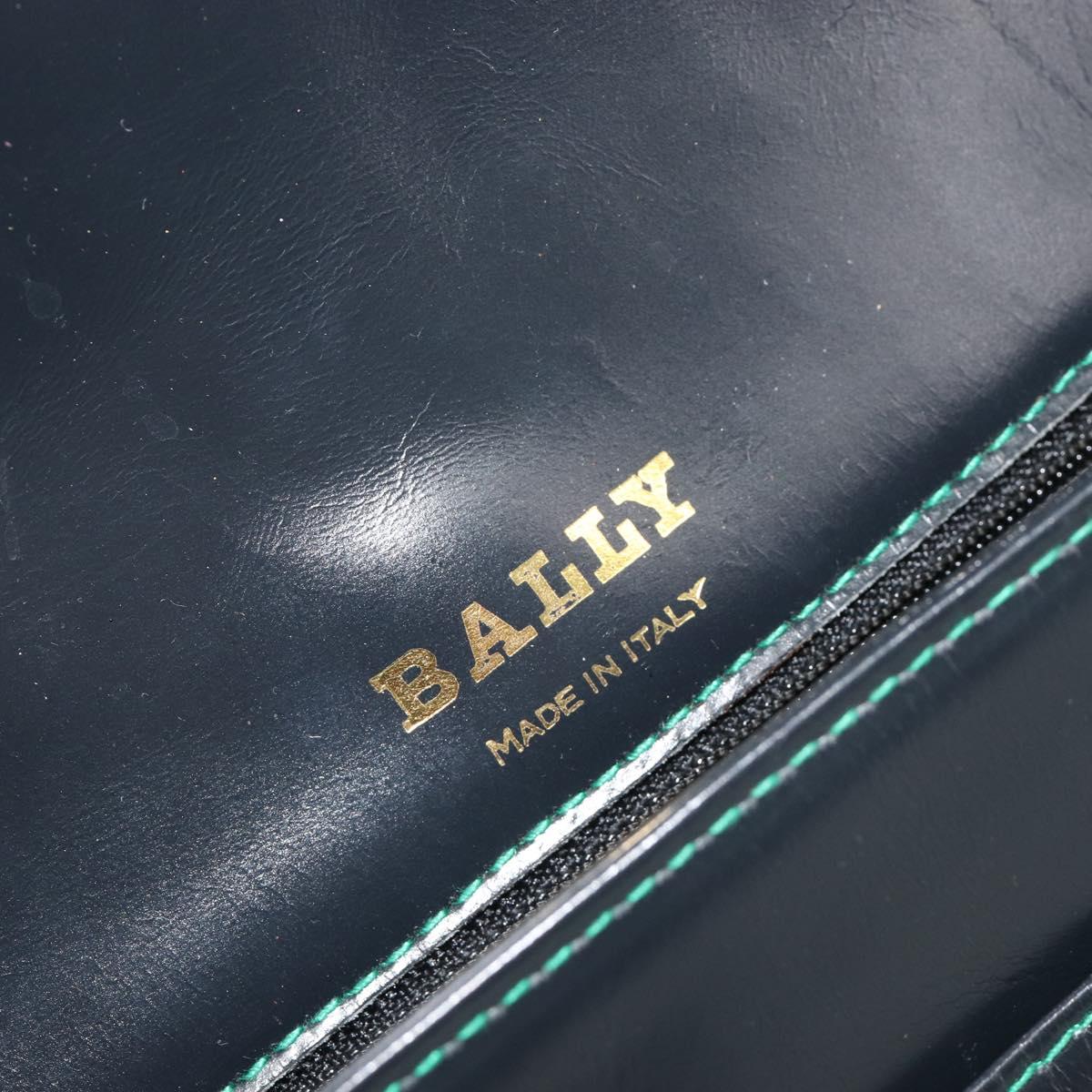 BALLY Shoulder Bag Leather Black Gold Auth BA13555A