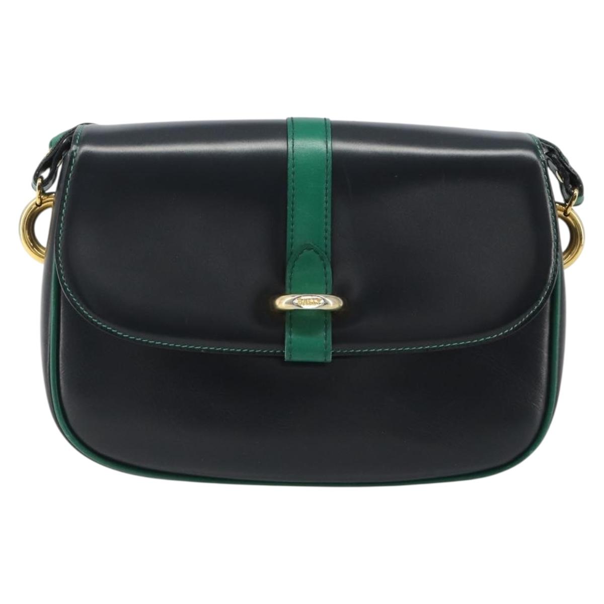 BALLY Shoulder Bag Leather Black Gold Auth BA13555A