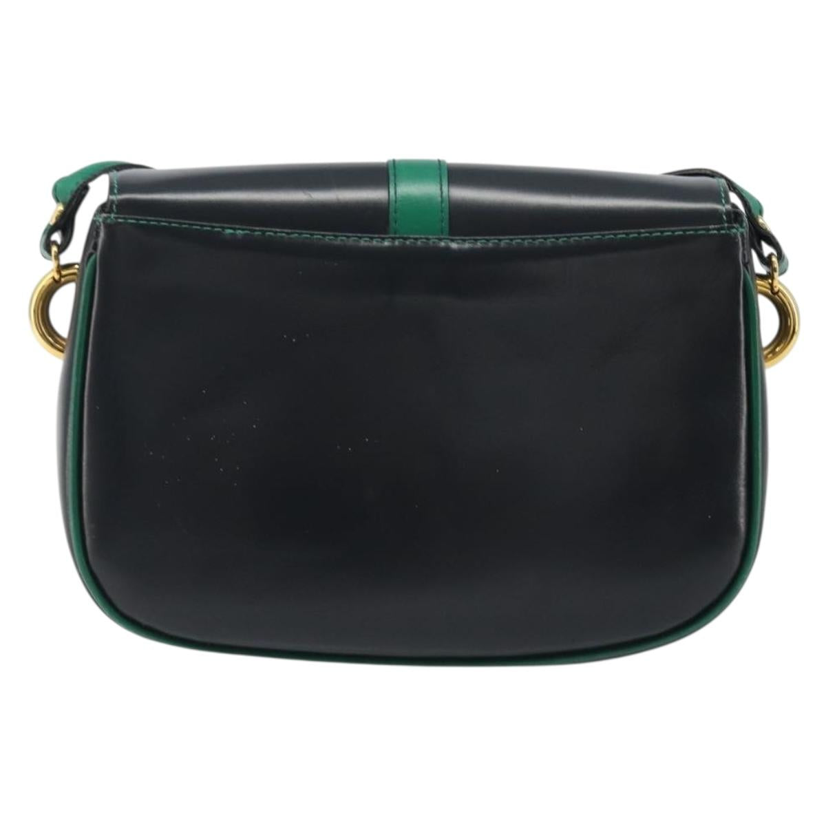 BALLY Shoulder Bag Leather Black Gold Auth BA13555A