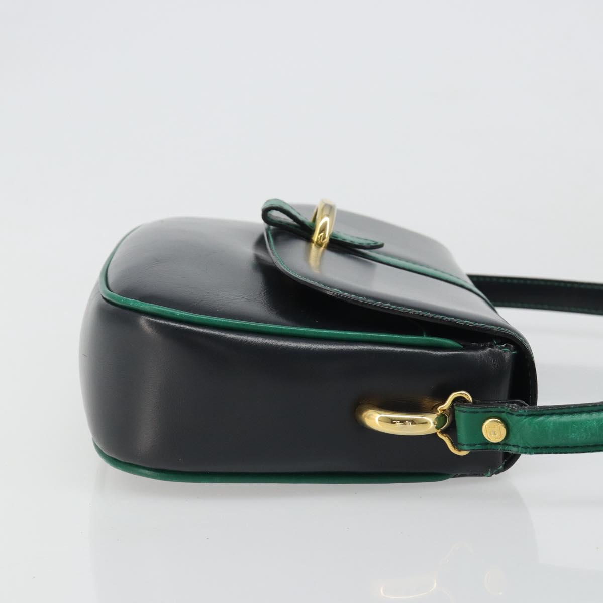 BALLY Shoulder Bag Leather Black Gold Auth BA13555A