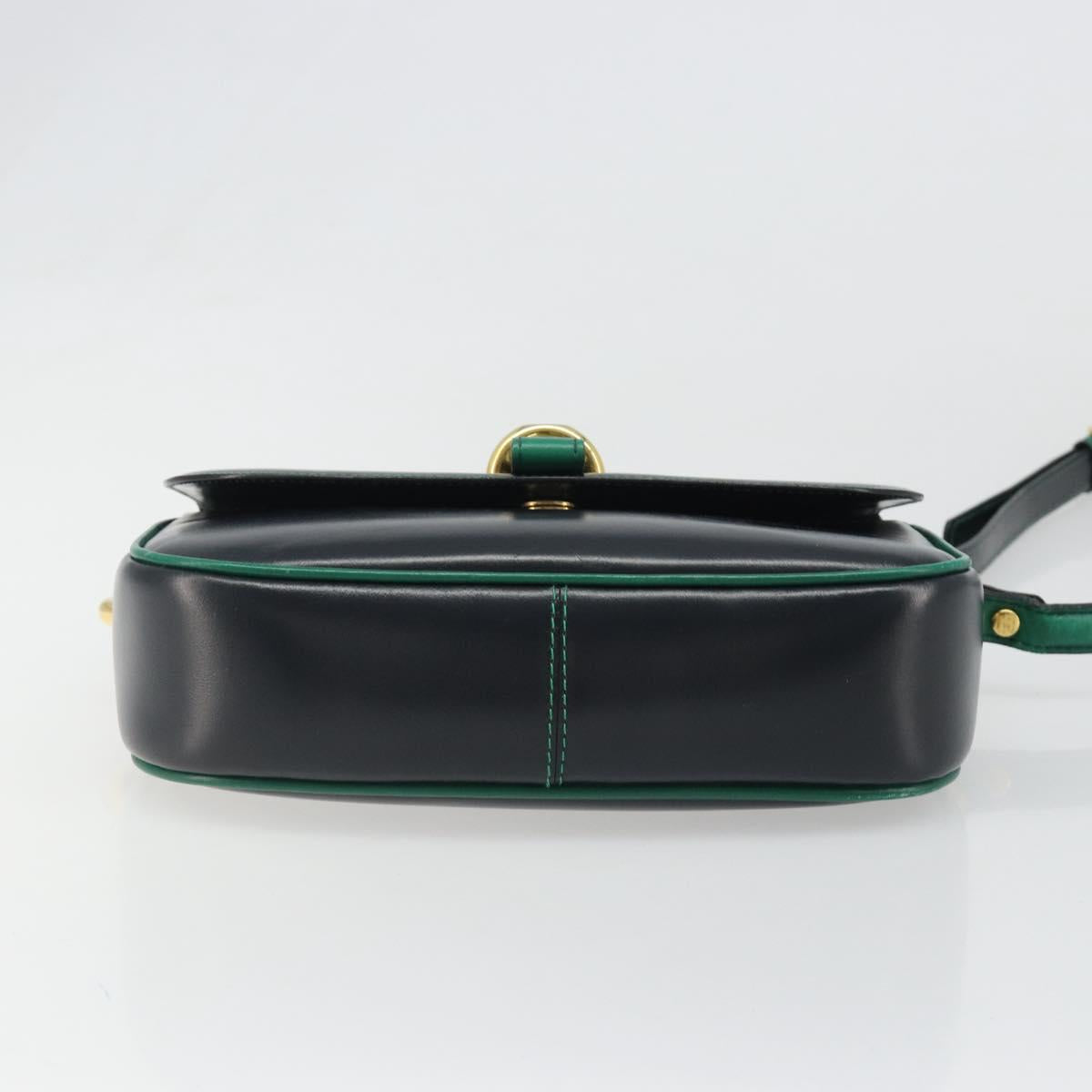 BALLY Shoulder Bag Leather Black Gold Auth BA13555A