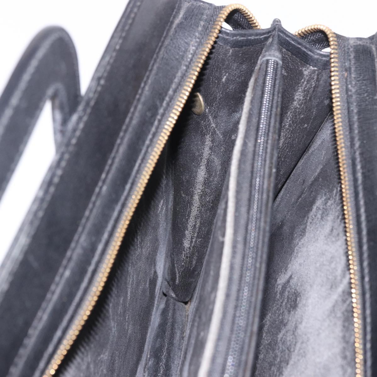 Salvatore Ferragamo Business Bag Leather Black Gold Auth BA13557