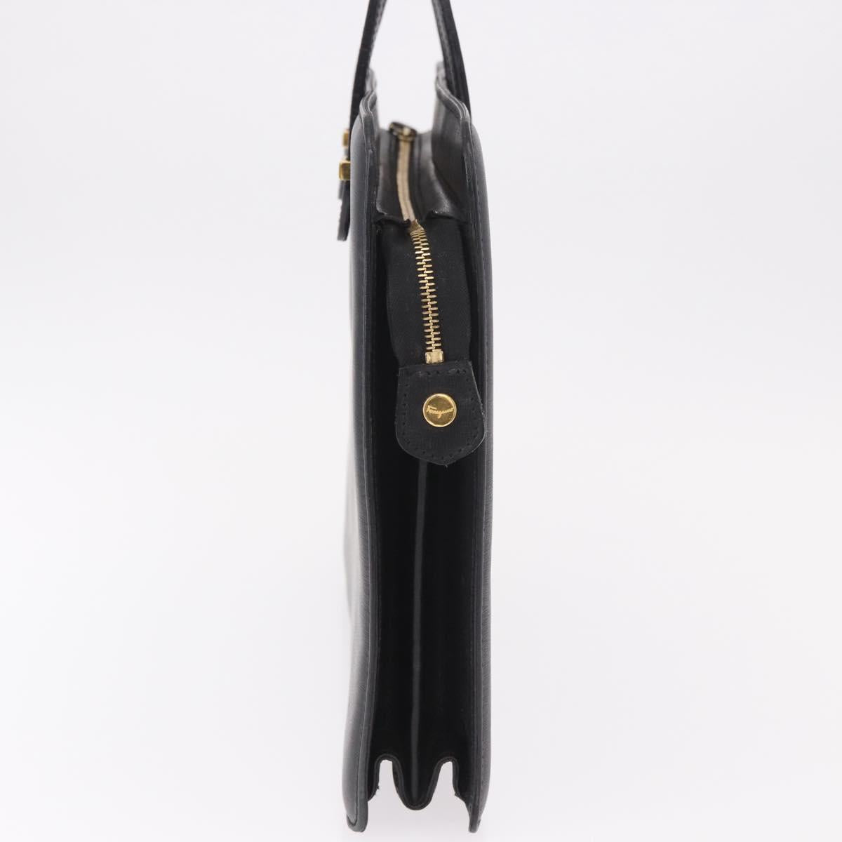 Salvatore Ferragamo Business Bag Leather Black Gold Auth BA13557