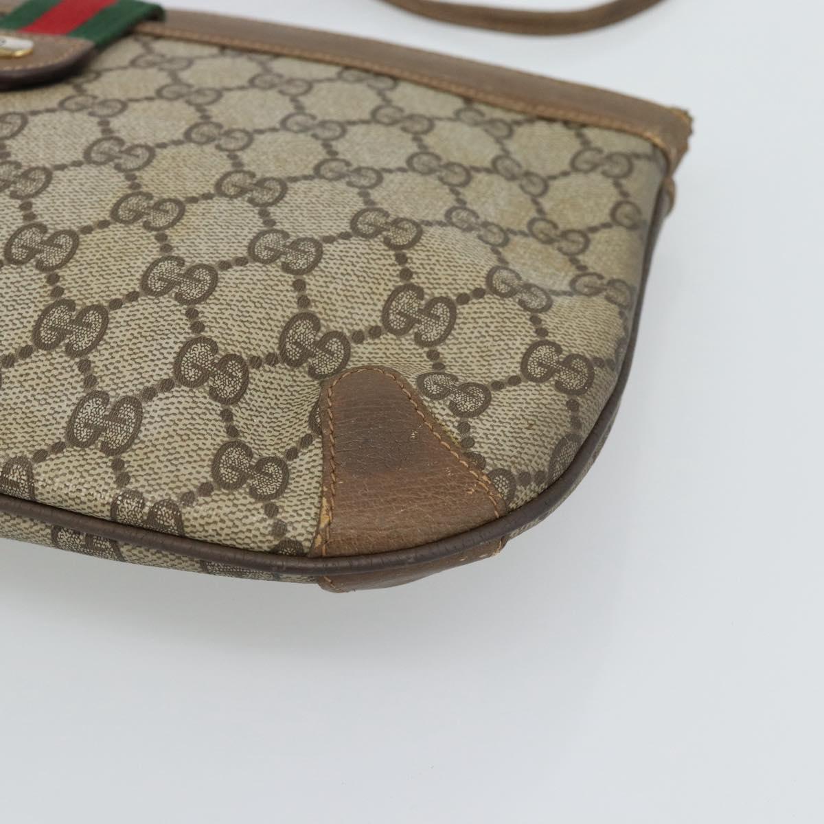 GUCCI GG Supreme Web Sherry Line Bag PVC Beige Gold 904 02 026 Auth BA13567
