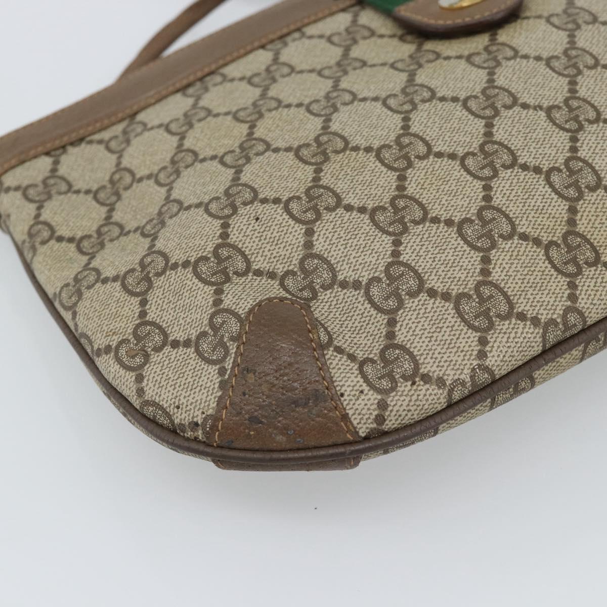 GUCCI GG Supreme Web Sherry Line Bag PVC Beige Gold 904 02 026 Auth BA13567