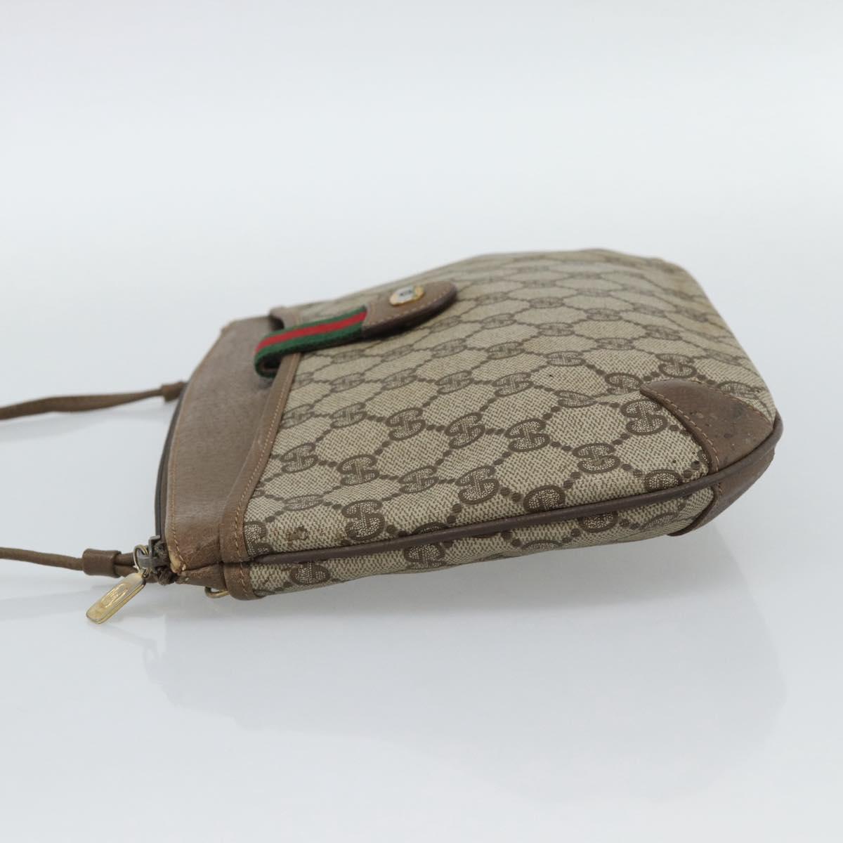 GUCCI GG Supreme Web Sherry Line Bag PVC Beige Gold 904 02 026 Auth BA13567