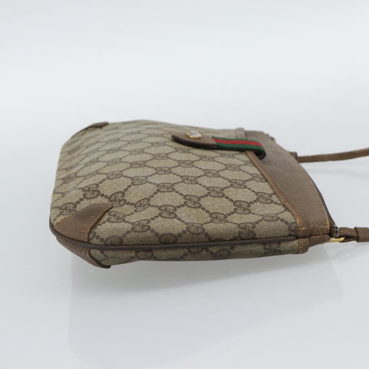 GUCCI GG Supreme Web Sherry Line Bag PVC Beige Gold 904 02 026 Auth BA13567