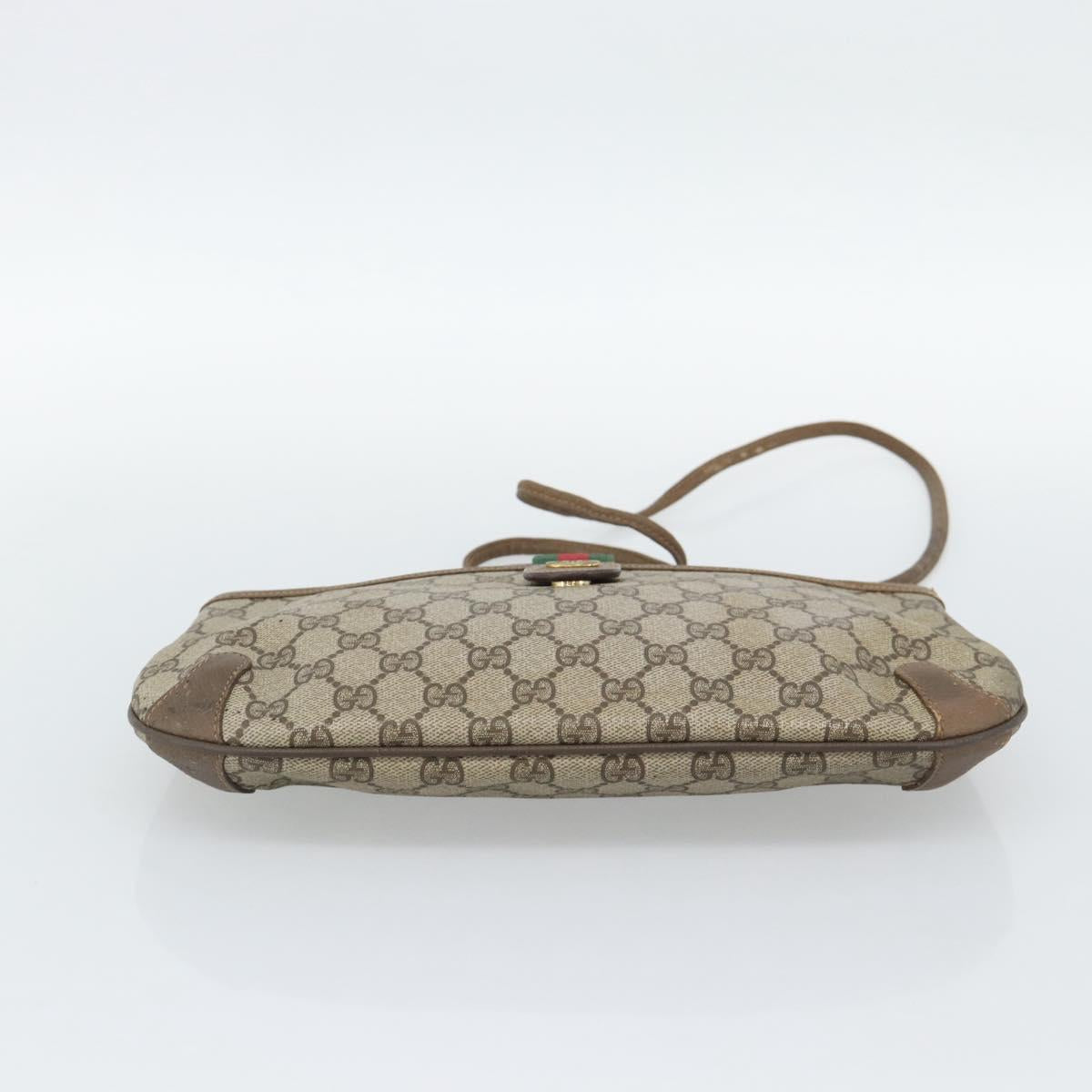 GUCCI GG Supreme Web Sherry Line Bag PVC Beige Gold 904 02 026 Auth BA13567