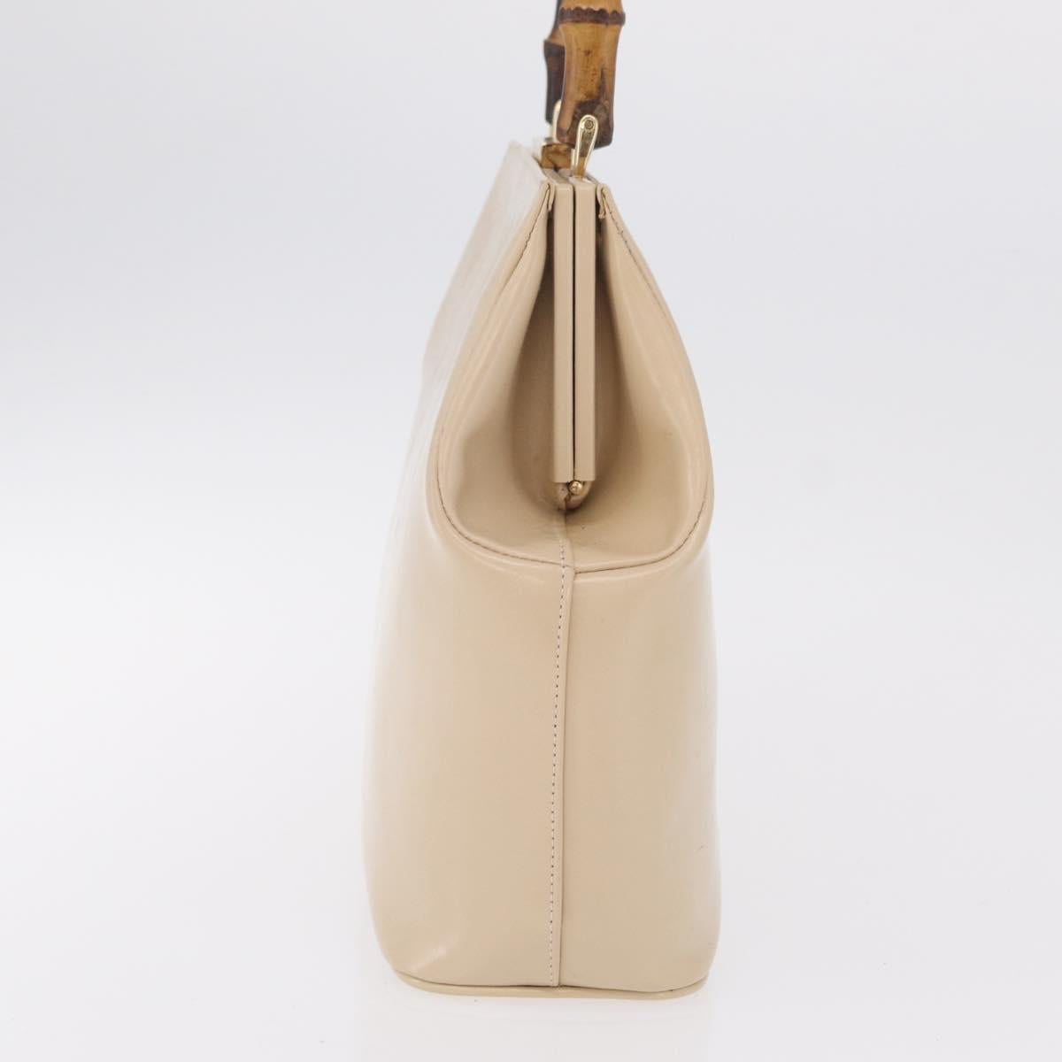 GUCCI Bamboo Hand Bag Leather Ivory Gold Auth BA13570