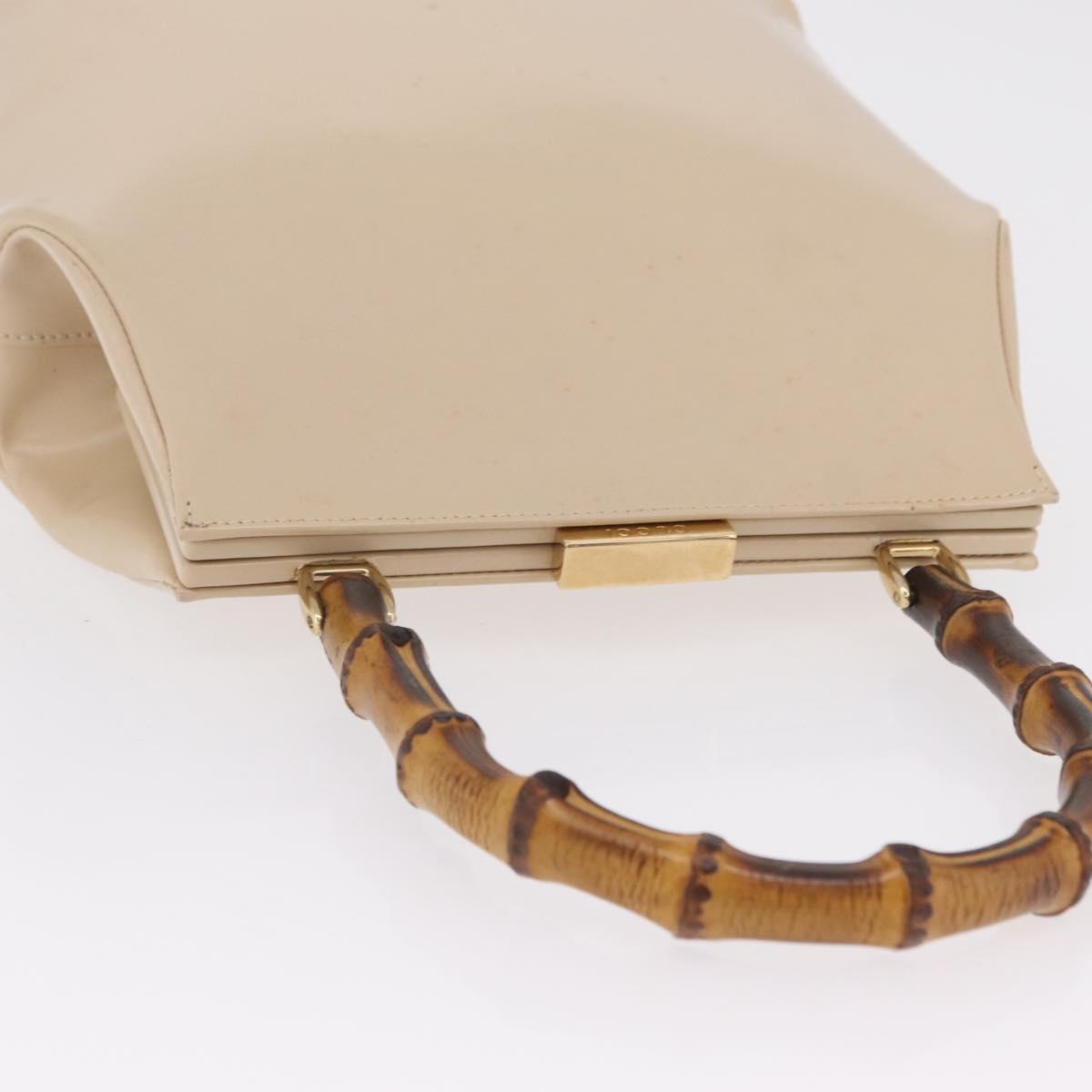 GUCCI Bamboo Hand Bag Leather Ivory Gold Auth BA13570