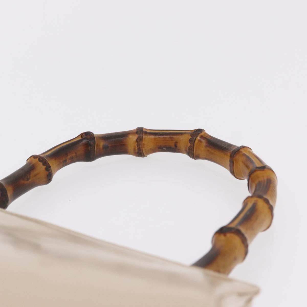 GUCCI Bamboo Hand Bag Leather Ivory Gold Auth BA13570