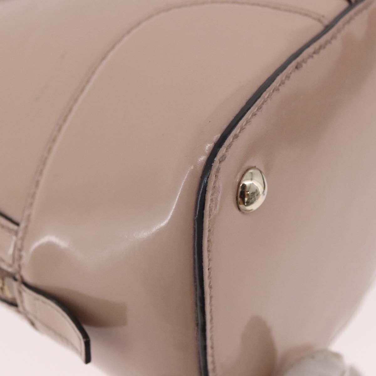 GUCCI Micro GG Canvas Bag Patent Leather 2way Beige Gold 309617 Auth BA13572
