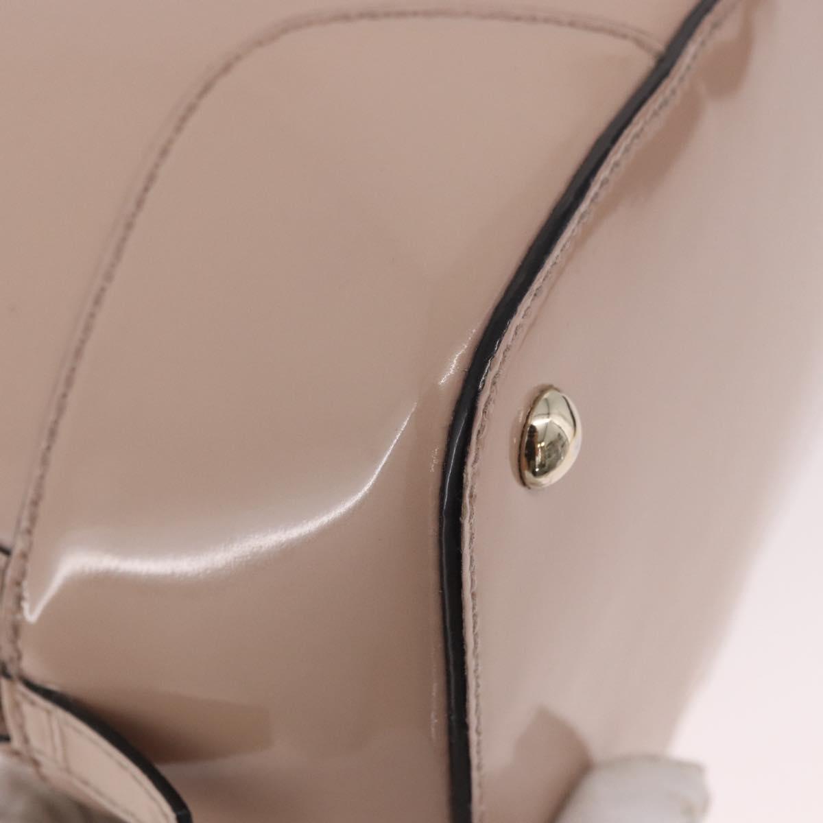 GUCCI Micro GG Canvas Bag Patent Leather 2way Beige Gold 309617 Auth BA13572