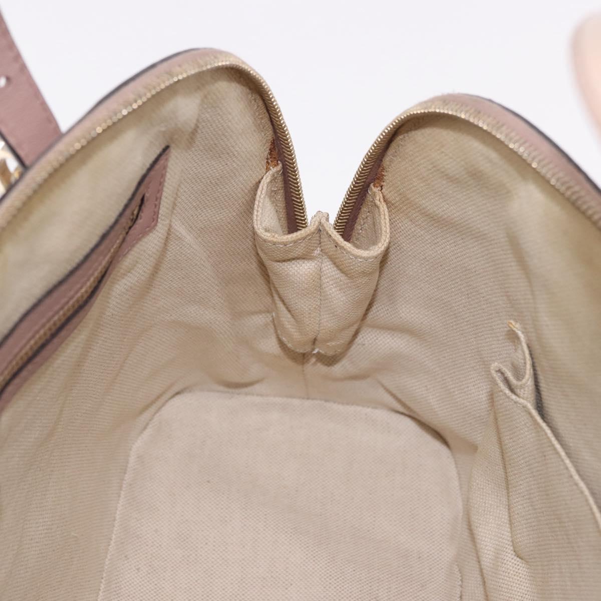 GUCCI Micro GG Canvas Bag Patent Leather 2way Beige Gold 309617 Auth BA13572
