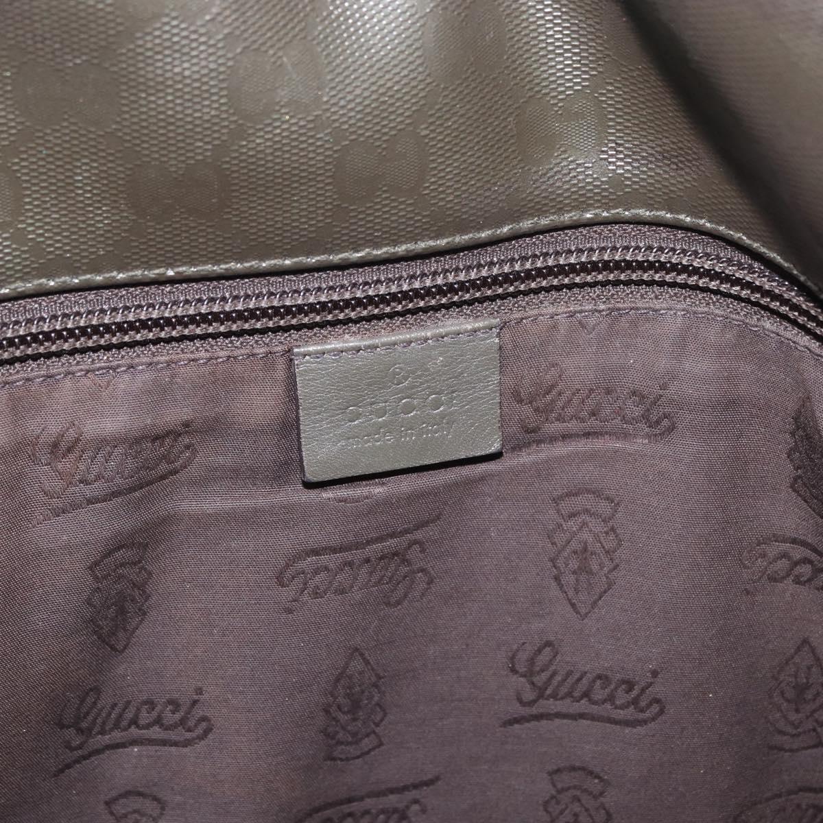 GUCCI GG Implementation Shoulder Bag PVC Khaki Silver 201732 Auth BA13574