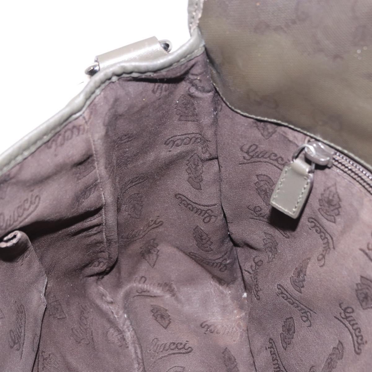 GUCCI GG Implementation Shoulder Bag PVC Khaki Silver 201732 Auth BA13574