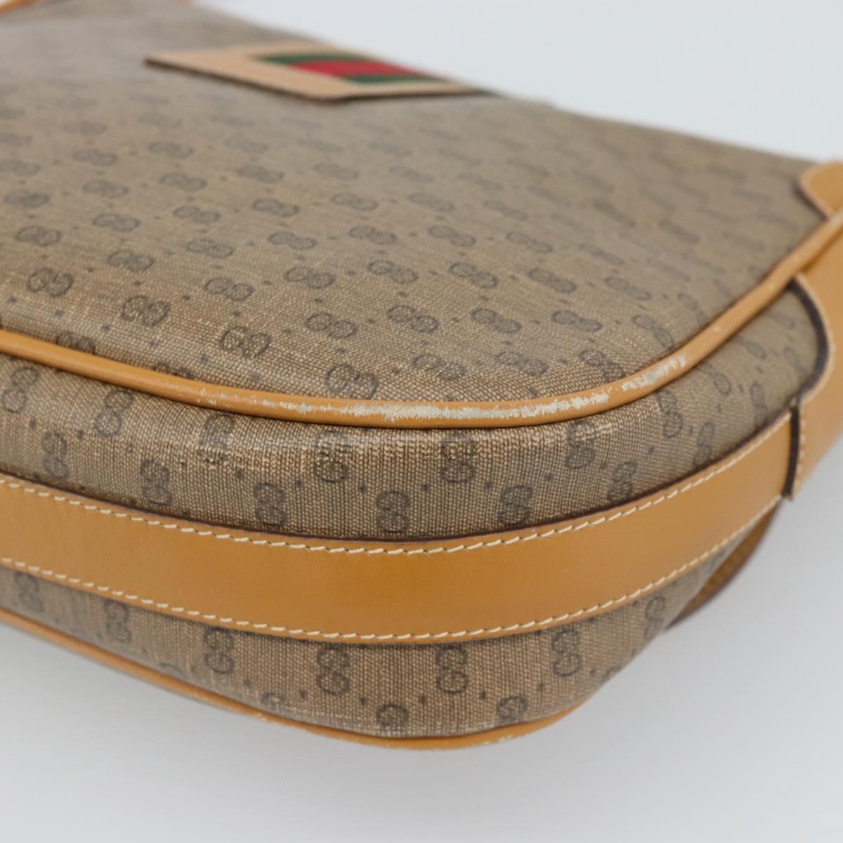 GUCCI Micro GG Supreme Web Sherry Line Bag Leather Beige Auth BA13575