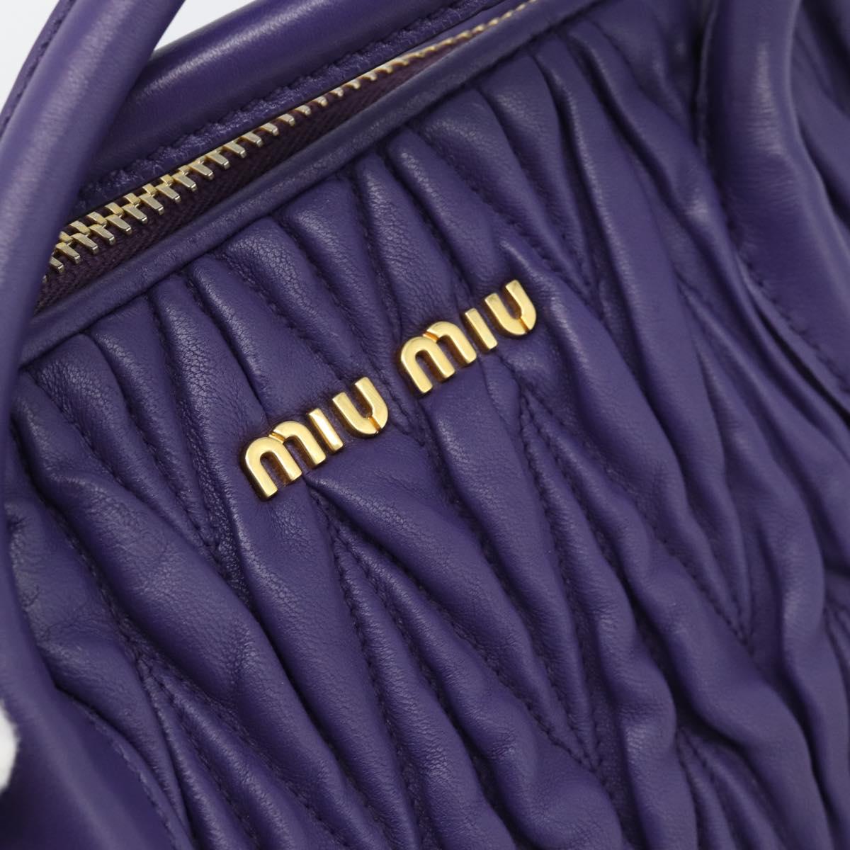 Miu Miu Hand Bag Leather 2way Purple Gold Auth BA13576V