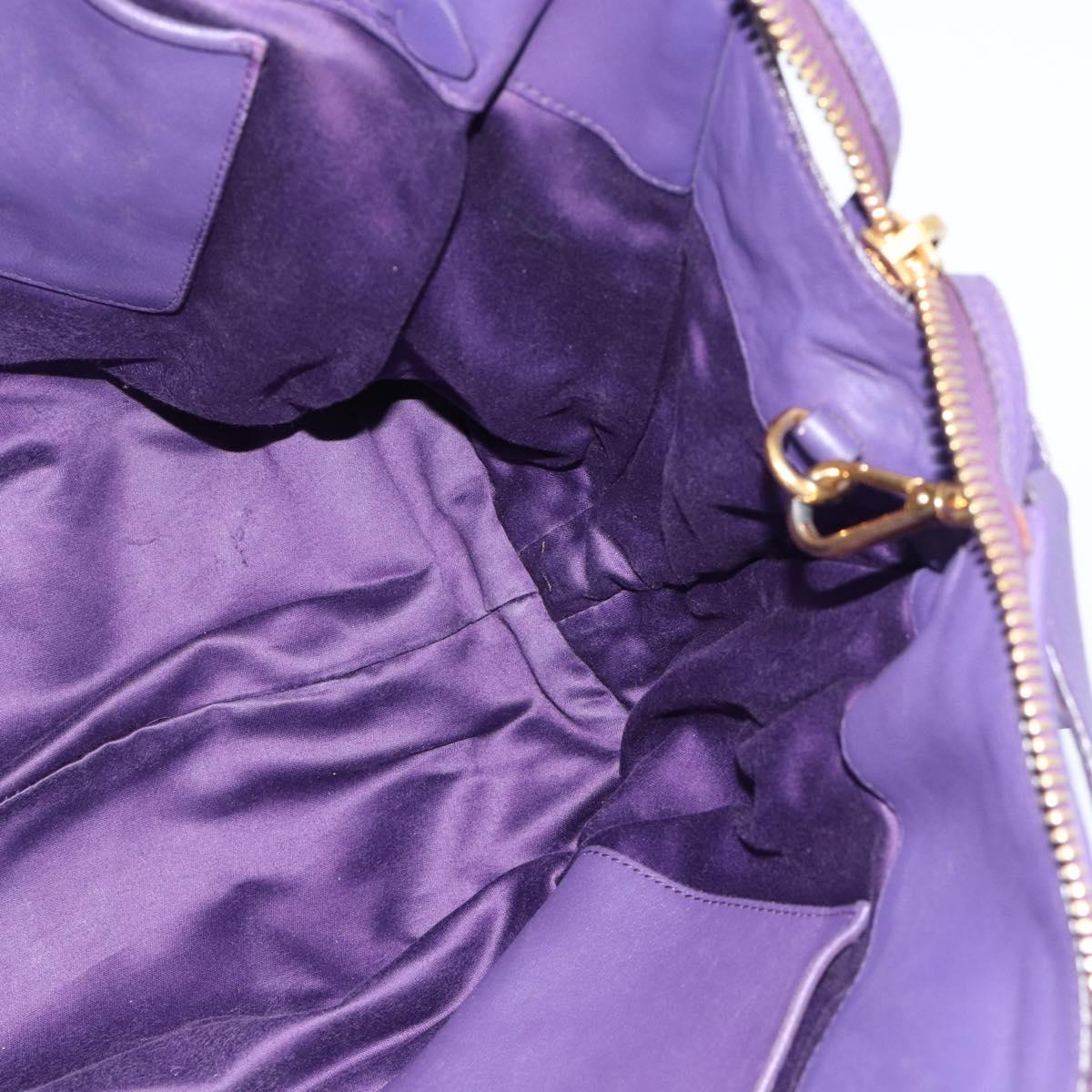 Miu Miu Hand Bag Leather 2way Purple Gold Auth BA13576V
