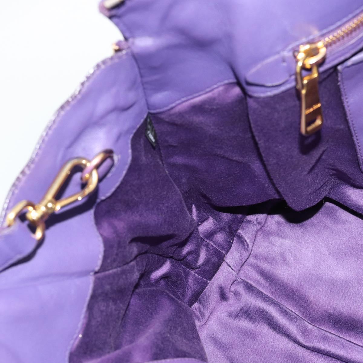 Miu Miu Hand Bag Leather 2way Purple Gold Auth BA13576V
