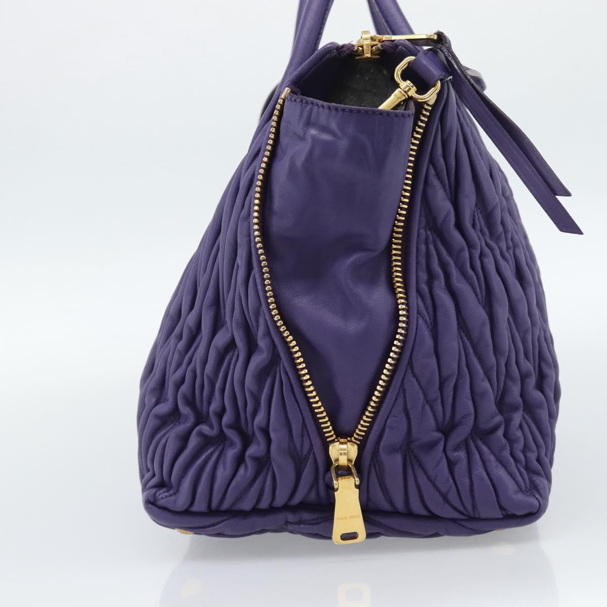 Miu Miu Hand Bag Leather 2way Purple Gold Auth BA13576V