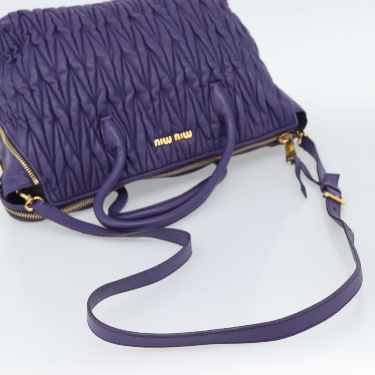 Miu Miu Hand Bag Leather 2way Purple Gold Auth BA13576V