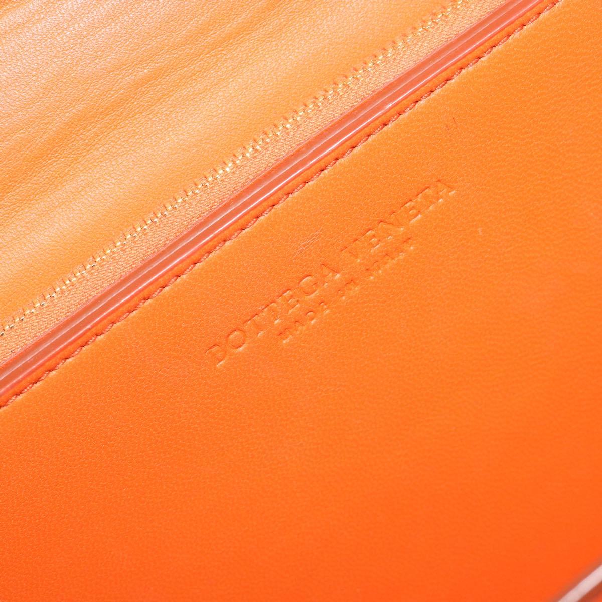 BOTTEGA VENETA Shoulder Bag Leather Orange Gold Auth BA13577V