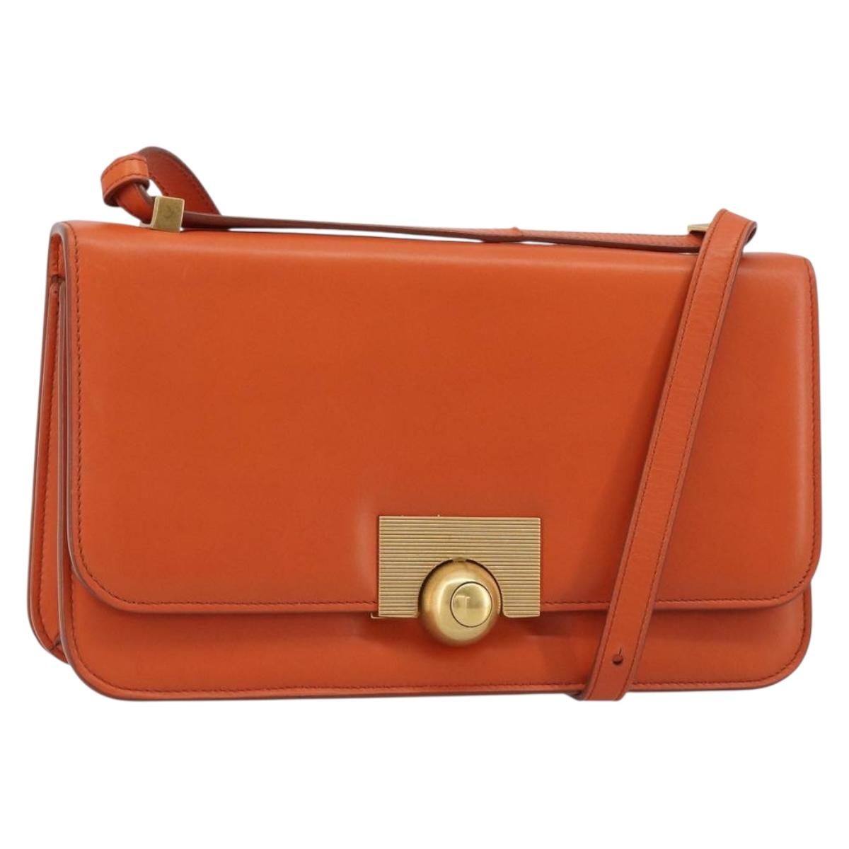 BOTTEGA VENETA Shoulder Bag Leather Orange Gold Auth BA13577V