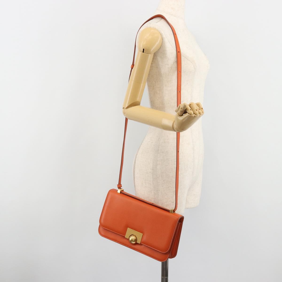 BOTTEGA VENETA Shoulder Bag Leather Orange Gold Auth BA13577V