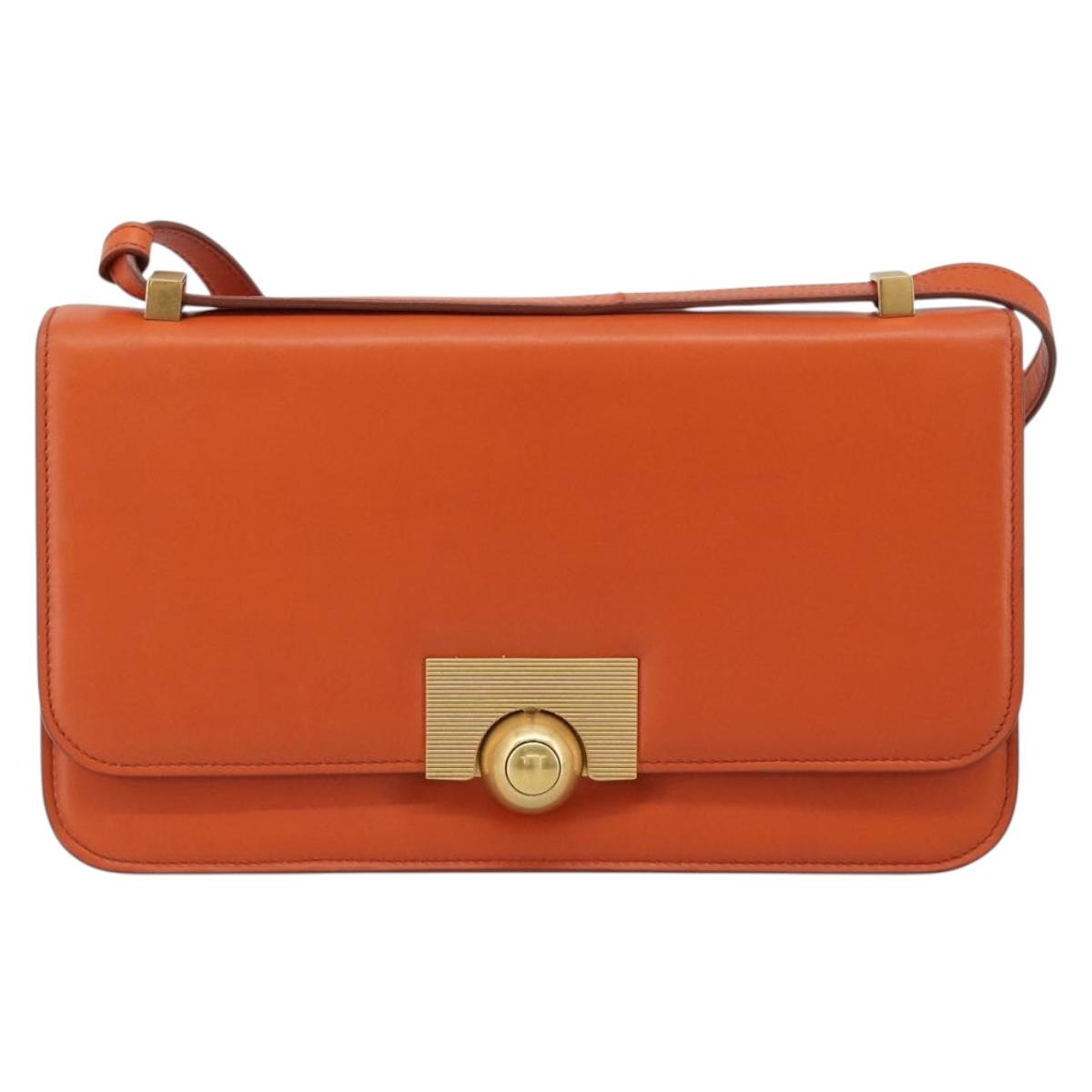 BOTTEGA VENETA Shoulder Bag Leather Orange Gold Auth BA13577V