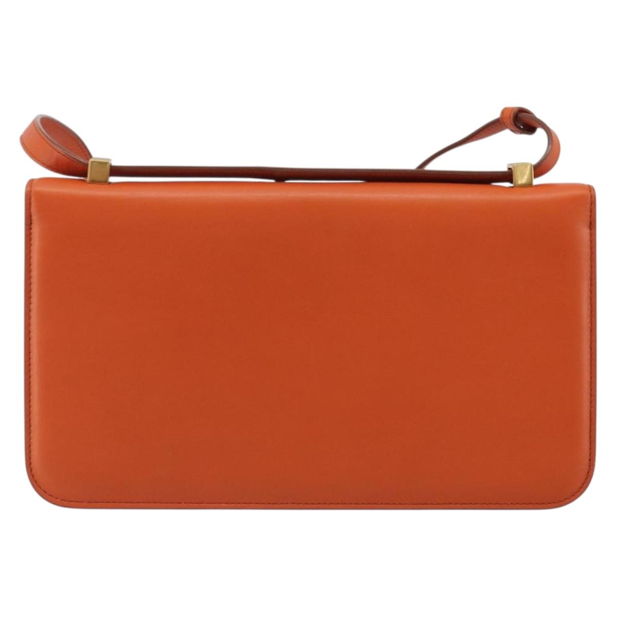 BOTTEGA VENETA Shoulder Bag Leather Orange Gold Auth BA13577V