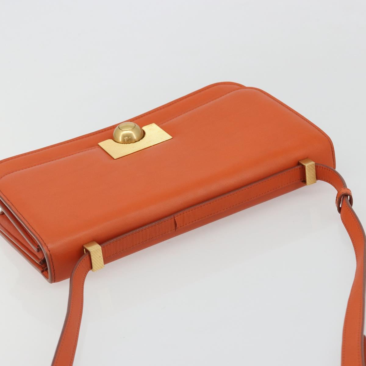 BOTTEGA VENETA Shoulder Bag Leather Orange Gold Auth BA13577V