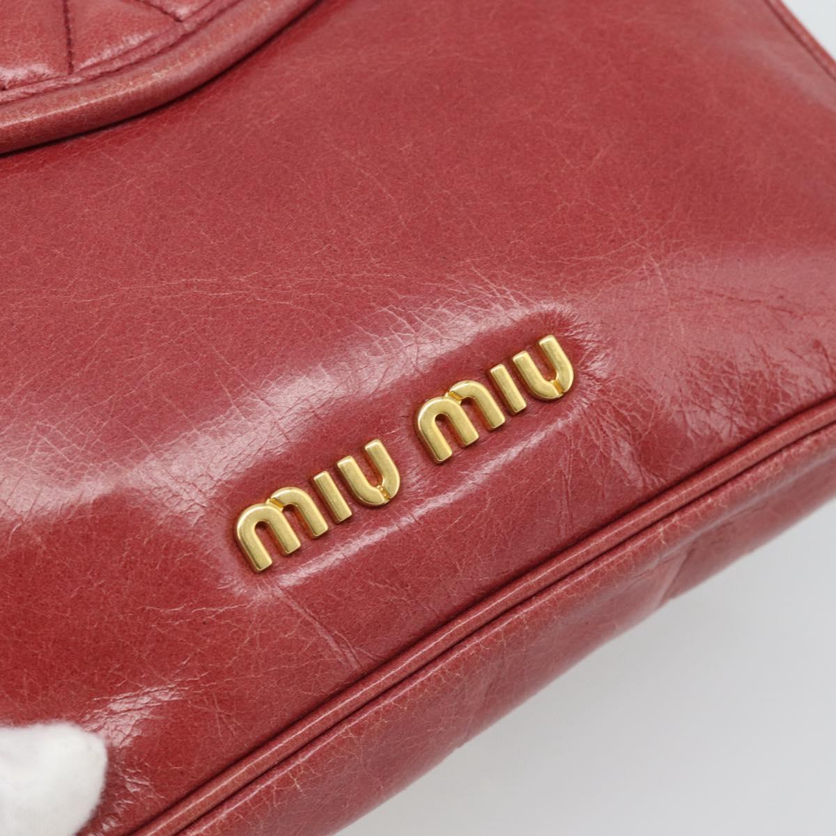 Miu Miu Shoulder Bag Leather Red Gold Auth BA13578A