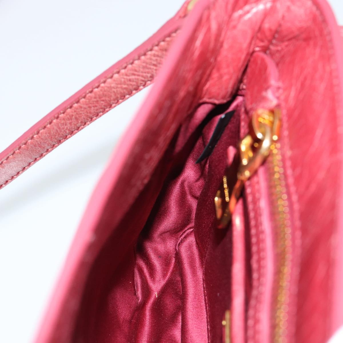 Miu Miu Shoulder Bag Leather Red Gold Auth BA13578A