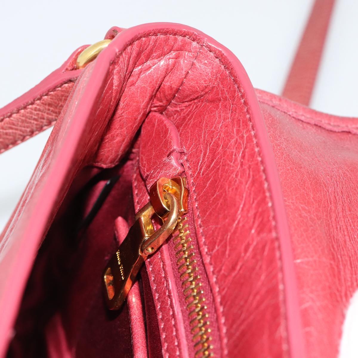 Miu Miu Shoulder Bag Leather Red Gold Auth BA13578A