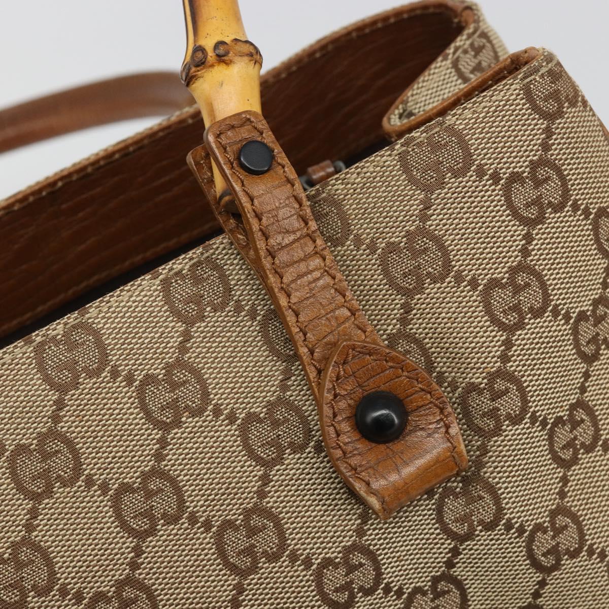 GUCCI GG Canvas Bamboo Tote Bag Beige 112526 Auth BA13579A