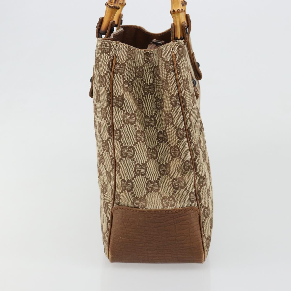 GUCCI GG Canvas Bamboo Tote Bag Beige 112526 Auth BA13579A
